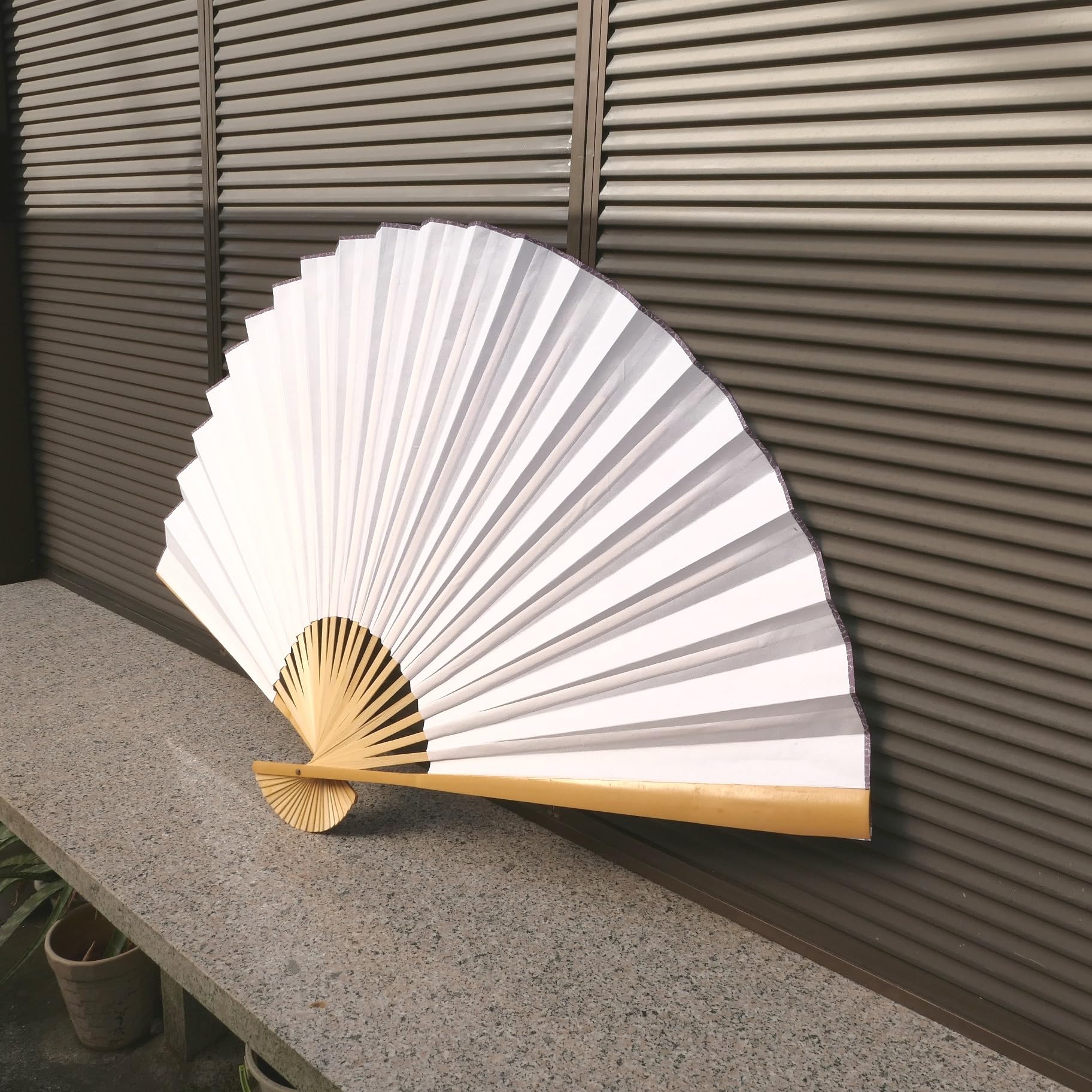 Amazon.co.jp: 飾り扇子 ビッグ 90cm 白扇子 大きい ジャンボ 扇子